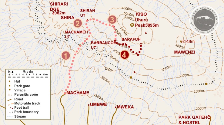乞力马扎罗登山探险线路—马切姆线(威士忌线)